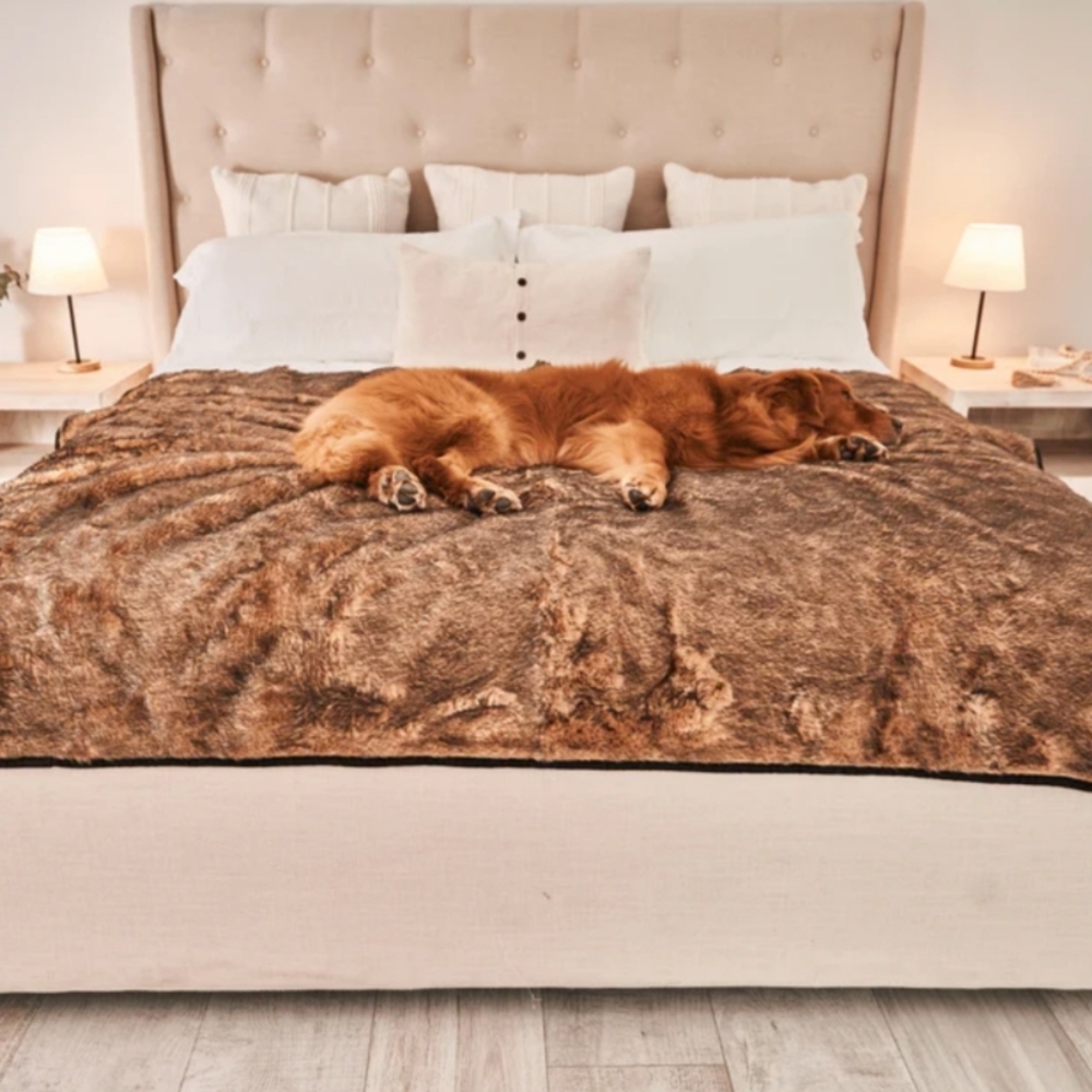 Cozy Brown Faux Fur Throw Blanket